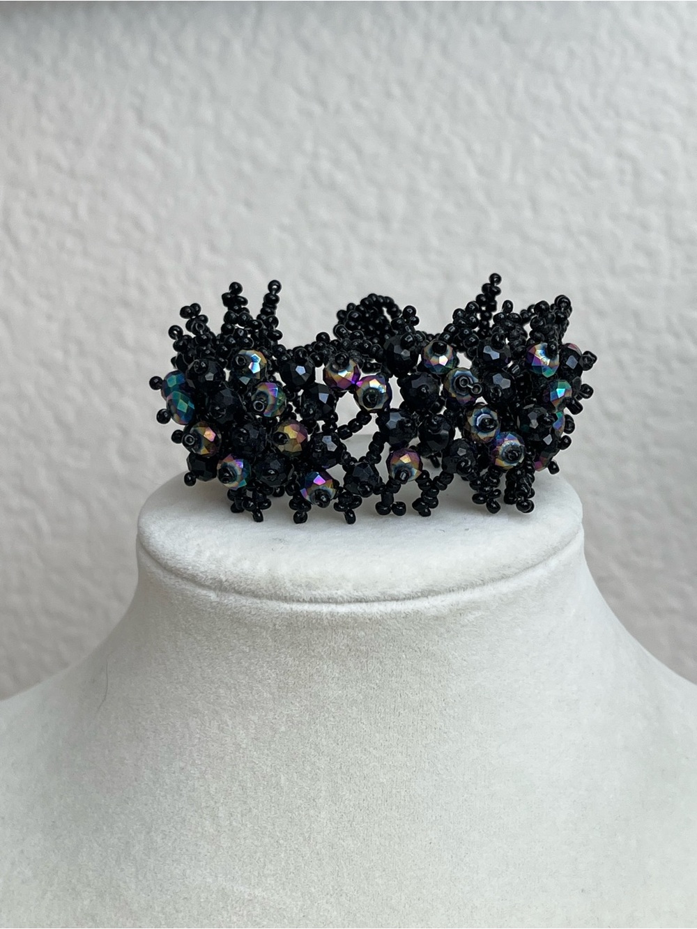 Black Beaded SEED BEAD Bracelet Adjustable 6”